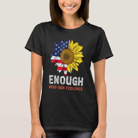 ひまわりオレンジ平和Enough End Gun Virance Usa Tシャツ (正面)