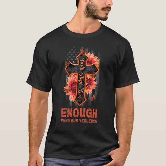 ひまわりオレンジ平和Enough End Gun Virance Usa Tシャツ (正面)