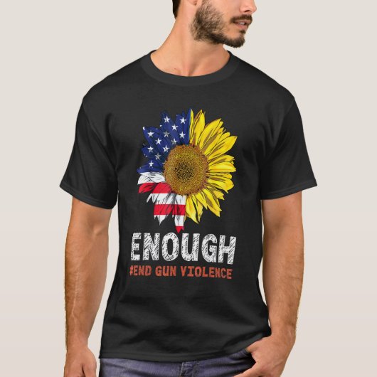 ひまわりオレンジ平和Enough End Gun Virance Usa Tシャツ (正面)