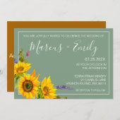 ひまわりオングリーン結婚式招待状 招待状 (正面/裏面)