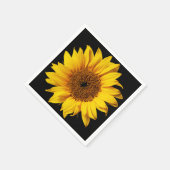 ひまわりオンブラックヒマワリフローラテンプレート スタンダードカクテルナプキン (角)