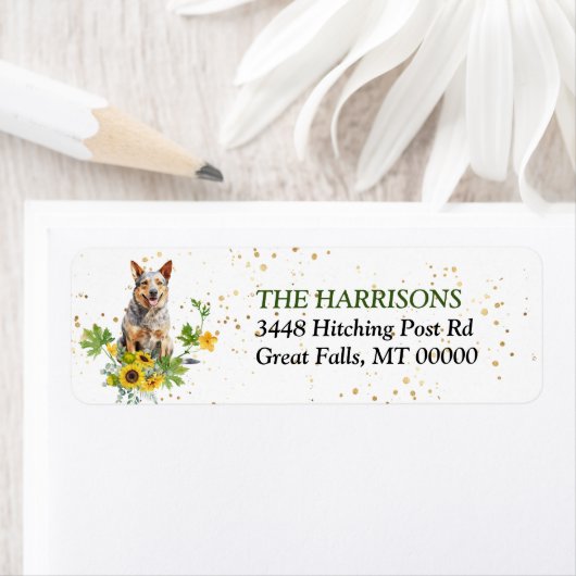 ひまわりオーストラリア牛の犬差出人住所 ラベル (インサイチュ)