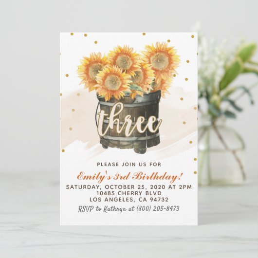 ひまわりオータム3歳誕生日招待状 招待状 (スタンド正面)