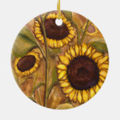 ひまわりオーナメント美しい黄色の花飾り セラミックオーナメント (裏面)