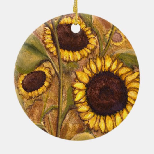 ひまわりオーナメント美しい黄色の花飾り セラミックオーナメント (裏面)