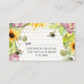 ひまわりオーベー(昆虫)マルハナバチガールおむつラッフル 名刺 (裏面)