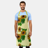 ひまわりオールオーバープリントエプロン エプロン (着用した状態)