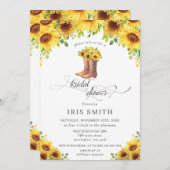 ひまわりカウボーイブーツカントリーブライダルシャワー 招待状 (正面/裏面)