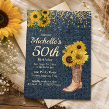 ひまわりカウボーイブーツブルーデニム50歳の誕生日