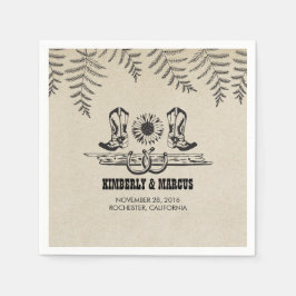 ひまわりカウボーイブーツ素朴カントリーウェディング スタンダードカクテルナプキン