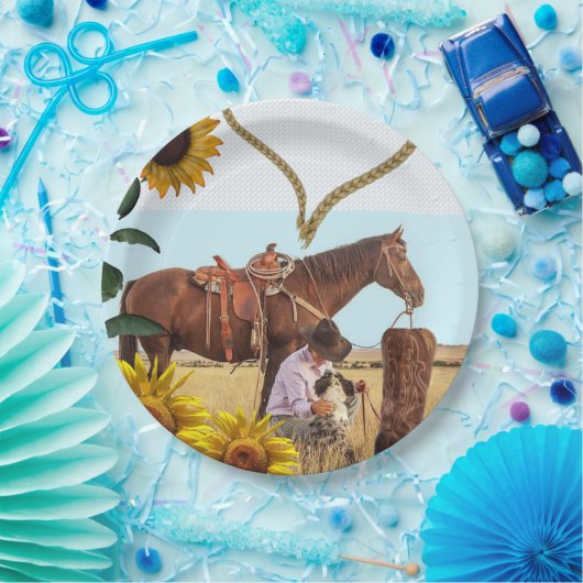 ひまわりカウボーイホース紙プレート ペーパープレート (パーティー)