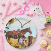 ひまわりカウボーイホース紙プレート ペーパープレート (パーティー)