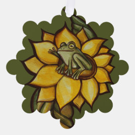 ひまわりカエルフローラ霜の花 オーナメントカード