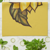 ひまわりカエルフローラ霜の花 キッチンタオル (折り畳み)