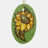 ひまわりカエルフローラ霜の花 セラミックオーナメント (左)