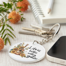 ひまわりカスタマイズ付きネームギター キーホルダー