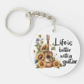 ひまわりカスタマイズ付きネームギター キーホルダー (正面)