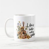 ひまわりカスタマイズ付きネームギター コーヒーマグカップ (左)