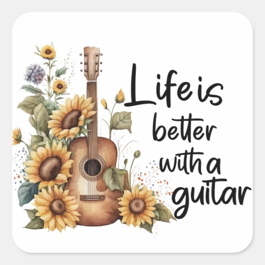 ひまわりカスタマイズ付きネームギター スクエアシール (正面)