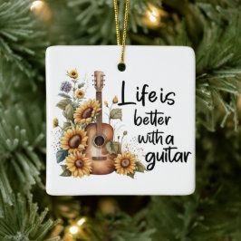 ひまわりカスタマイズ付きネームギター セラミックオーナメント