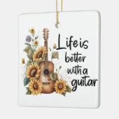 ひまわりカスタマイズ付きネームギター セラミックオーナメント (左)