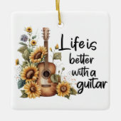 ひまわりカスタマイズ付きネームギター セラミックオーナメント (正面)