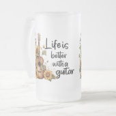 ひまわりカスタマイズ付きネームギター フロストグラスビールジョッキ (正面左)