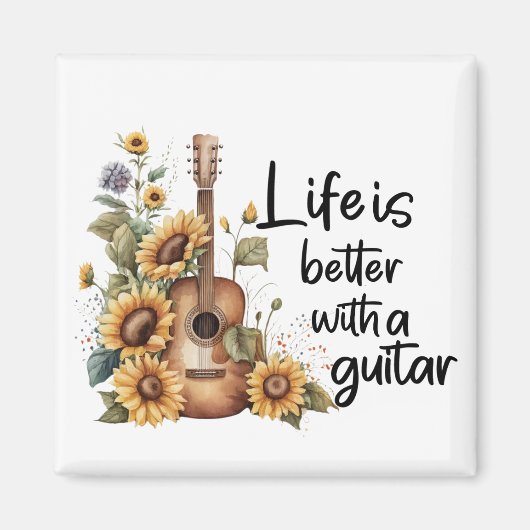 ひまわりカスタマイズ付きネームギター マグネット (正面)