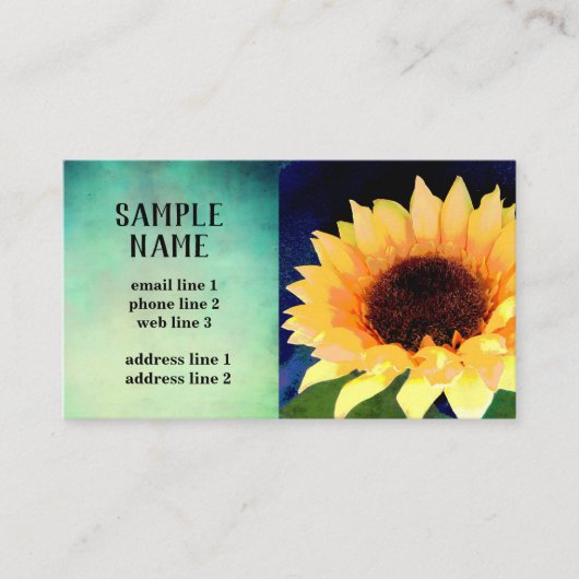 ひまわりカスタムアート名刺ブルーとイエロー 名刺 (正面)