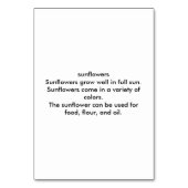 ひまわりカスタムフローラの読フラッシュカード テーブルナンバー (裏面)