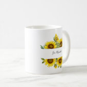 ひまわりカスタムフローラ自分の名前を追加する女性 コーヒーマグカップ (正面右)
