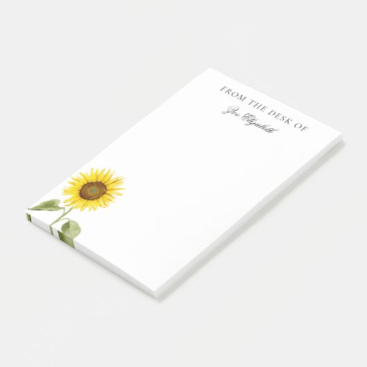 ひまわりカスタムフローラ自分の名前を追加する女性 ポストイット (アングル)