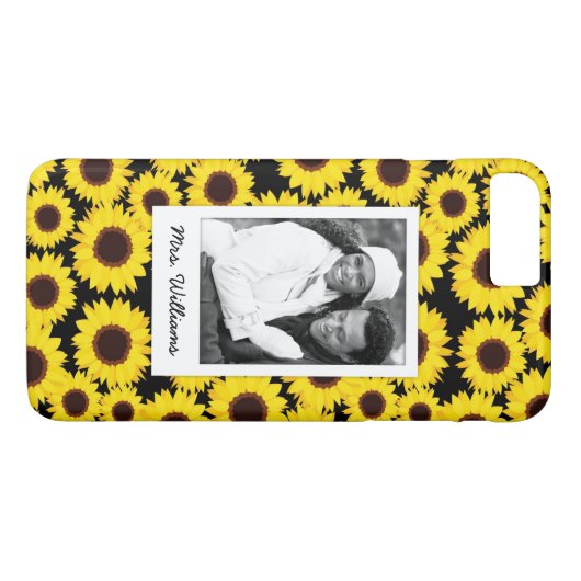 ひまわりカスタム付き写真と名前の背景 Case-Mate iPhoneケース (裏面(横))