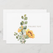ひまわりカスタム葉空白の葉ありがとう サンキューカード (正面/裏面)