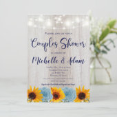 ひまわりカップルのシャワー素朴ブライダルシャワー 招待状 (スタンド正面)