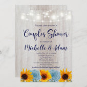 ひまわりカップルのシャワー素朴ブライダルシャワー 招待状 (正面/裏面)
