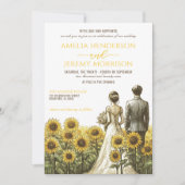 ひまわりカップル結婚式招待状とQRコード 招待状 (正面)