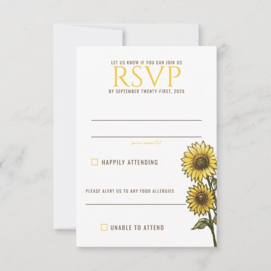 ひまわりカップル 出欠カード (正面)