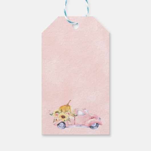 ひまわりカボチャのトラック赤ちゃんシャワーありがとう ギフトタグ (裏面)