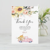 ひまわりカボチャのトラック赤ちゃんシャワーサンキューカード 招待状 (スタンド正面)