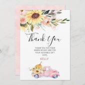 ひまわりカボチャのトラック赤ちゃんシャワーサンキューカード 招待状 (正面/裏面)