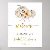 ひまわりカボチャデイジーブライダルシャワーウェルカムサイン ポスター (正面)