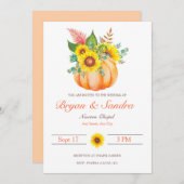 ひまわりカボチャ秋の結婚式招待状 招待状 (正面/裏面)