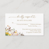 ひまわりカボチャ秋の結婚式RSVPカード エンクロージャーカード (正面)