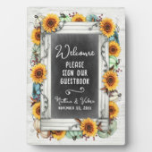 ひまわりカボチャ秋ファーム結婚ズゲストブックサイン フォトプラーク (正面)