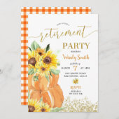 ひまわりカボチャ秋退職パーティの招待状 招待状 (正面/裏面)
