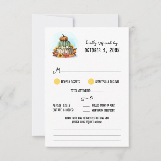 ひまわりカボチャ素朴ンカントリーファーム秋の結婚式 出欠カード (正面)