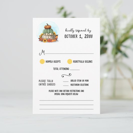 ひまわりカボチャ素朴ンカントリーファーム秋の結婚式 出欠カード (スタンド正面)