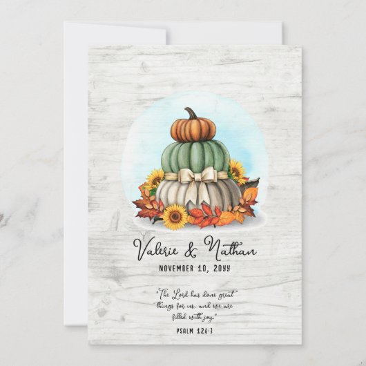 ひまわりカボチャ素朴ンカントリー秋ファームズ結婚ス 招待状 (裏面)
