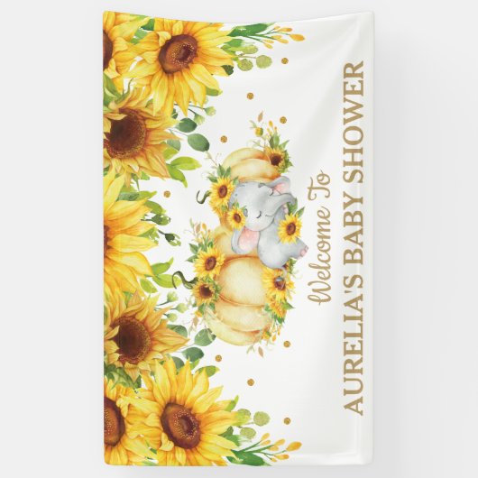 ひまわりカボチャ象シャワーウェルカムバックドロップ 横断幕 (縦)